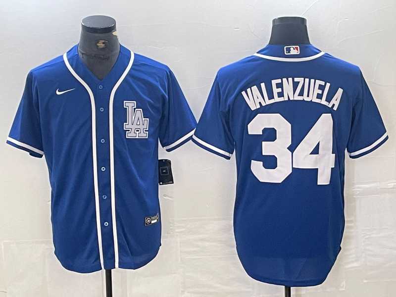 Mens Los Angeles Dodgers #34 Toro Valenzuela Blue Cool Base Stitched Baseball Jersey->los angeles dodgers->MLB Jersey